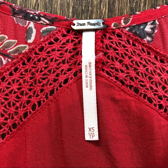 Free People Red Paisley Tunic Mini Dress - Picture 6 of 8